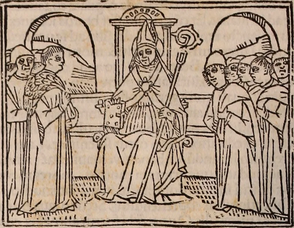 An illustration from Catalogus sanctorum [et] gestorum eoru[m] ex diuersis voluminibus collectus: editus a reuere[n]dissimo in [Christo] patre domino Petro de natalibus de venetijs dei gratia e[pisco]po Equilino, 1506, leaf 257