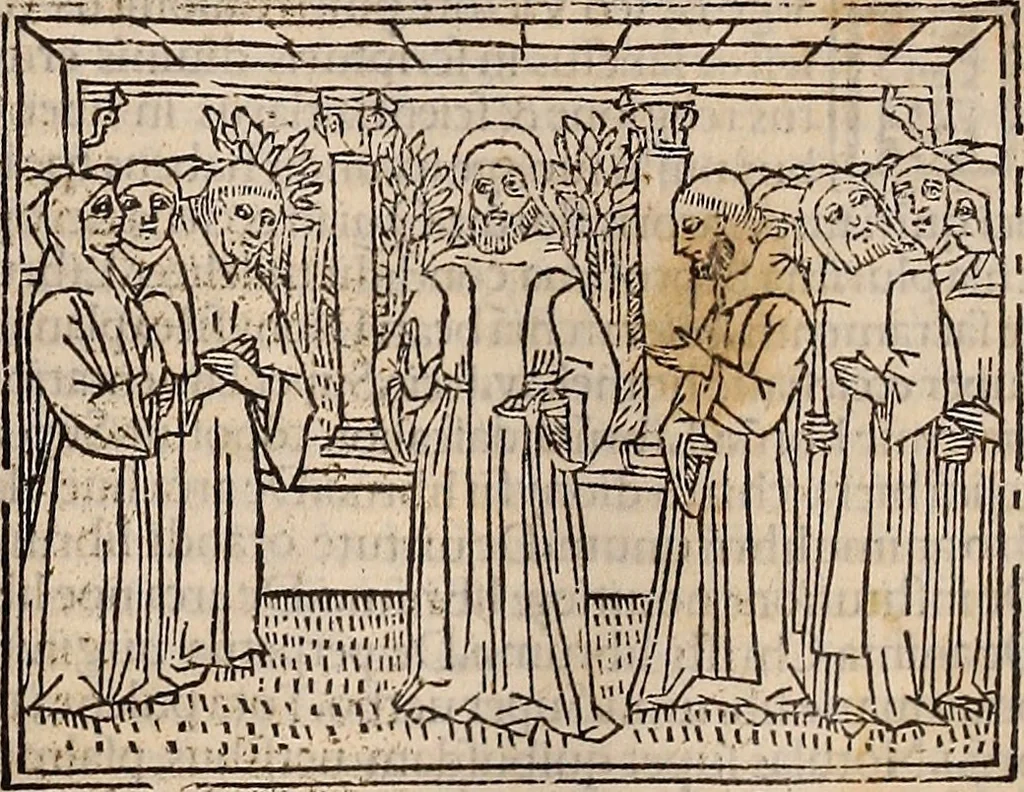An illustration from Catalogus sanctorum [et] gestorum eoru[m] ex diuersis voluminibus collectus: editus a reuere[n]dissimo in [Christo] patre domino Petro de natalibus de venetijs dei gratia e[pisco]po Equilino, 1506, leaf 272