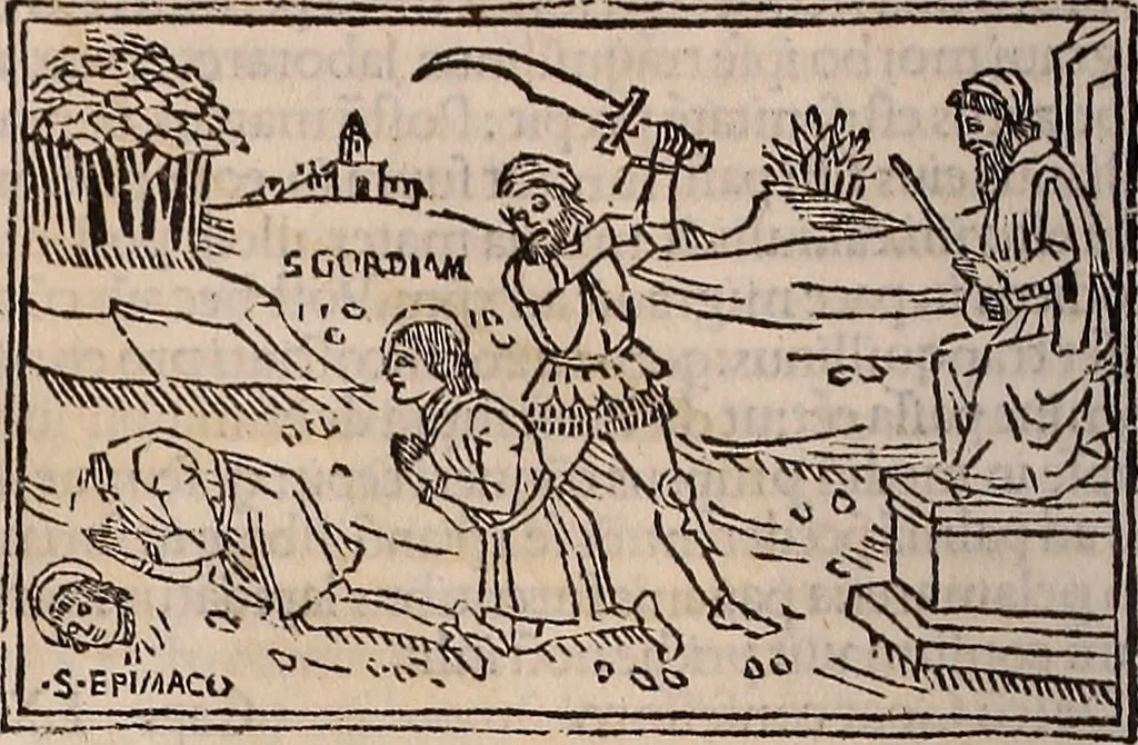 An illustration from Catalogus sanctorum [et] gestorum eoru[m] ex diuersis voluminibus collectus: editus a reuere[n]dissimo in [Christo] patre domino Petro de natalibus de venetijs dei gratia e[pisco]po Equilino, 1506, leaf 275