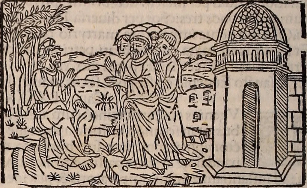 An illustration from Catalogus sanctorum [et] gestorum eoru[m] ex diuersis voluminibus collectus: editus a reuere[n]dissimo in [Christo] patre domino Petro de natalibus de venetijs dei gratia e[pisco]po Equilino, 1506, leaf 283