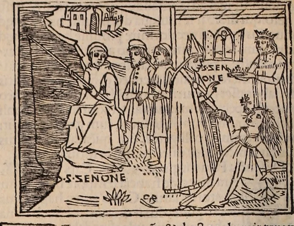 An illustration from Catalogus sanctorum [et] gestorum eoru[m] ex diuersis voluminibus collectus: editus a reuere[n]dissimo in [Christo] patre domino Petro de natalibus de venetijs dei gratia e[pisco]po Equilino, 1506, leaf 29