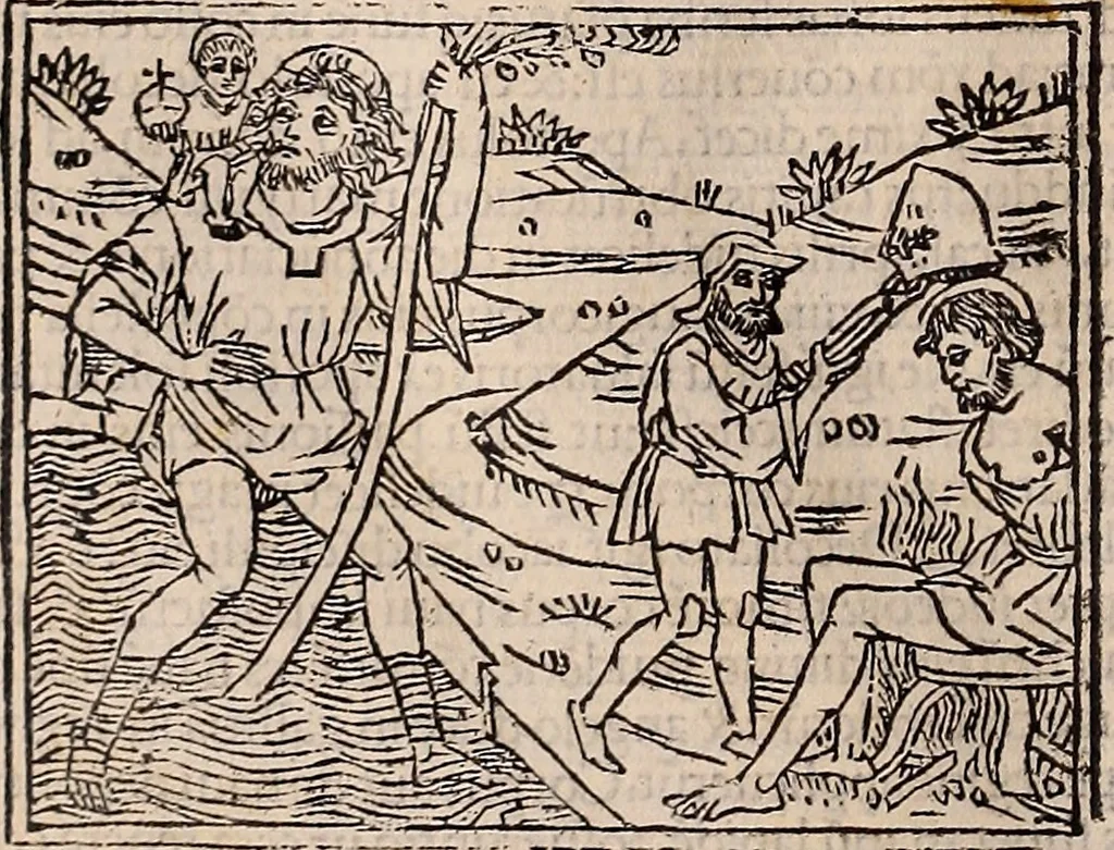 An illustration from Catalogus sanctorum [et] gestorum eoru[m] ex diuersis voluminibus collectus: editus a reuere[n]dissimo in [Christo] patre domino Petro de natalibus de venetijs dei gratia e[pisco]po Equilino, 1506, leaf 297