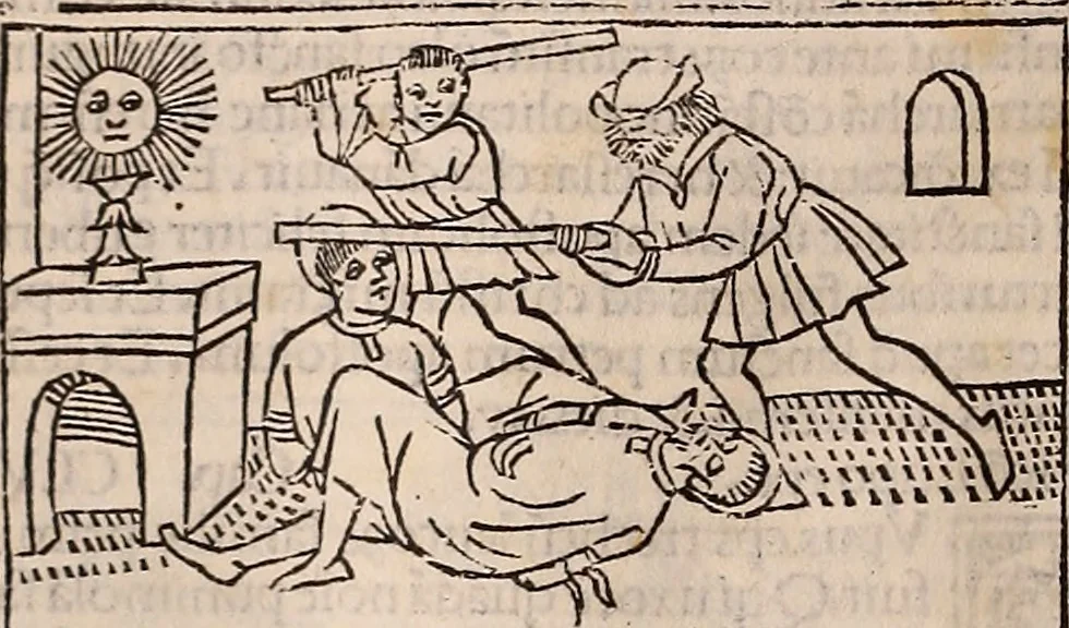 An illustration from Catalogus sanctorum [et] gestorum eoru[m] ex diuersis voluminibus collectus: editus a reuere[n]dissimo in [Christo] patre domino Petro de natalibus de venetijs dei gratia e[pisco]po Equilino, 1506, leaf 305