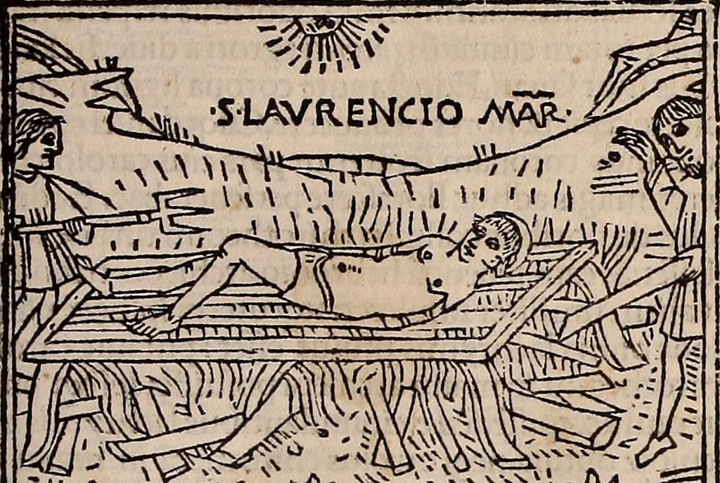 An illustration from Catalogus sanctorum [et] gestorum eoru[m] ex diuersis voluminibus collectus: editus a reuere[n]dissimo in [Christo] patre domino Petro de natalibus de venetijs dei gratia e[pisco]po Equilino, 1506, leaf 324