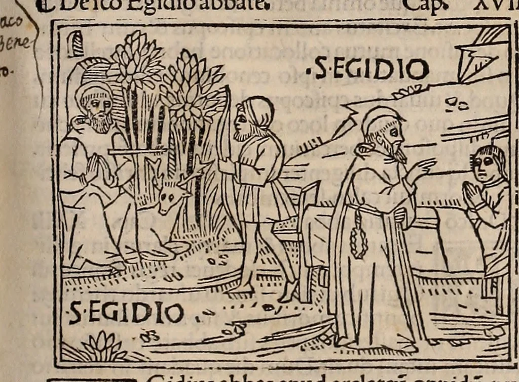 An illustration from Catalogus sanctorum [et] gestorum eoru[m] ex diuersis voluminibus collectus: editus a reuere[n]dissimo in [Christo] patre domino Petro de natalibus de venetijs dei gratia e[pisco]po Equilino, 1506, leaf 364