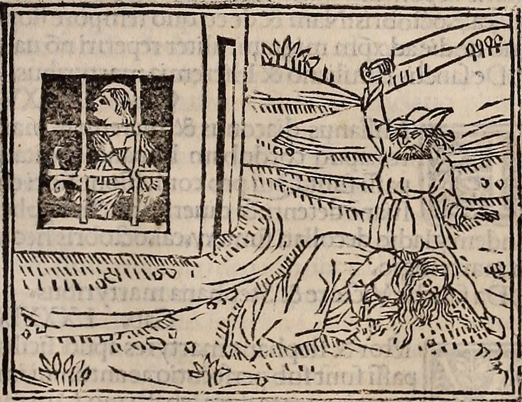 An illustration from Catalogus sanctorum [et] gestorum eoru[m] ex diuersis voluminibus collectus: editus a reuere[n]dissimo in [Christo] patre domino Petro de natalibus de venetijs dei gratia e[pisco]po Equilino, 1506, leaf 390