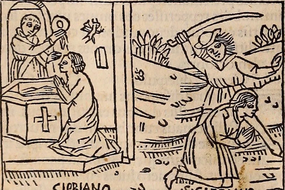 An illustration from Catalogus sanctorum [et] gestorum eoru[m] ex diuersis voluminibus collectus: editus a reuere[n]dissimo in [Christo] patre domino Petro de natalibus de venetijs dei gratia e[pisco]po Equilino, 1506, leaf 401