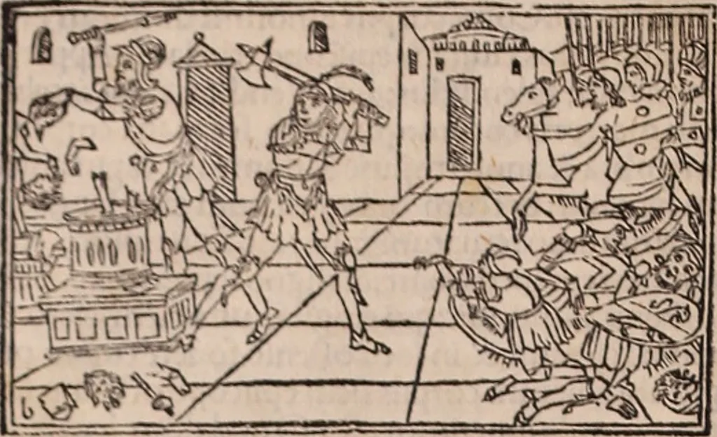 An illustration from Catalogus sanctorum [et] gestorum eoru[m] ex diuersis voluminibus collectus: editus a reuere[n]dissimo in [Christo] patre domino Petro de natalibus de venetijs dei gratia e[pisco]po Equilino, 1506, leaf 409