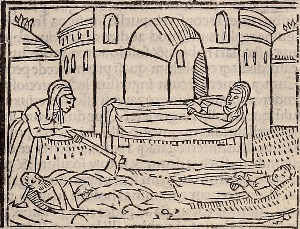 An illustration from Catalogus sanctorum [et] gestorum eoru[m] ex diuersis voluminibus collectus: editus a reuere[n]dissimo in [Christo] patre domino Petro de natalibus de venetijs dei gratia e[pisco]po Equilino, 1506, leaf 422