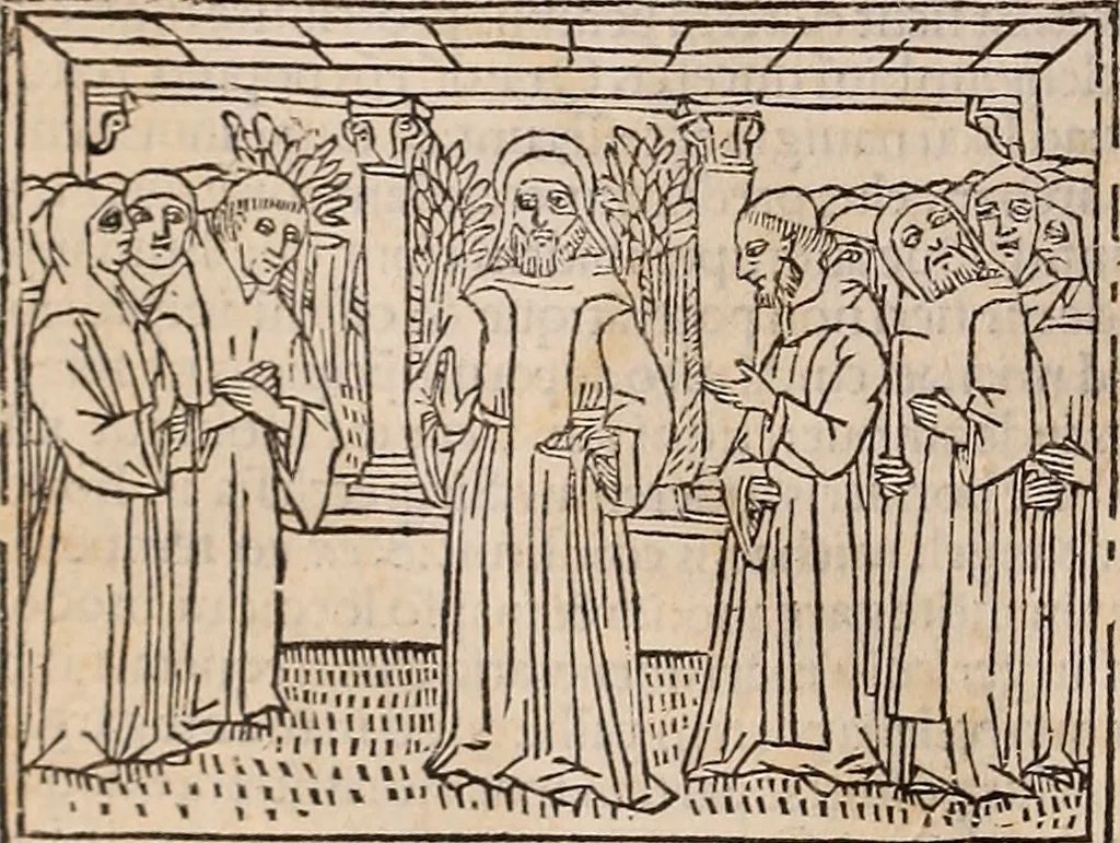 An illustration from Catalogus sanctorum [et] gestorum eoru[m] ex diuersis voluminibus collectus: editus a reuere[n]dissimo in [Christo] patre domino Petro de natalibus de venetijs dei gratia e[pisco]po Equilino, 1506, leaf 433