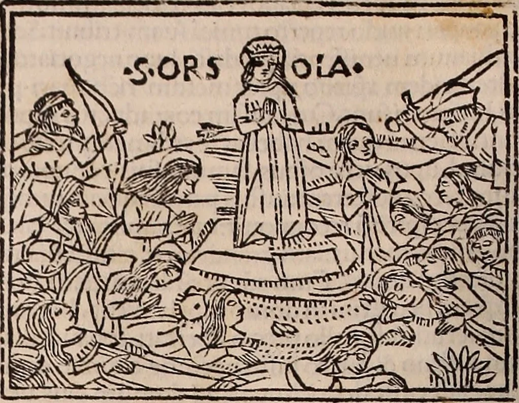 An illustration from Catalogus sanctorum [et] gestorum eoru[m] ex diuersis voluminibus collectus: editus a reuere[n]dissimo in [Christo] patre domino Petro de natalibus de venetijs dei gratia e[pisco]po Equilino, 1506, leaf 437