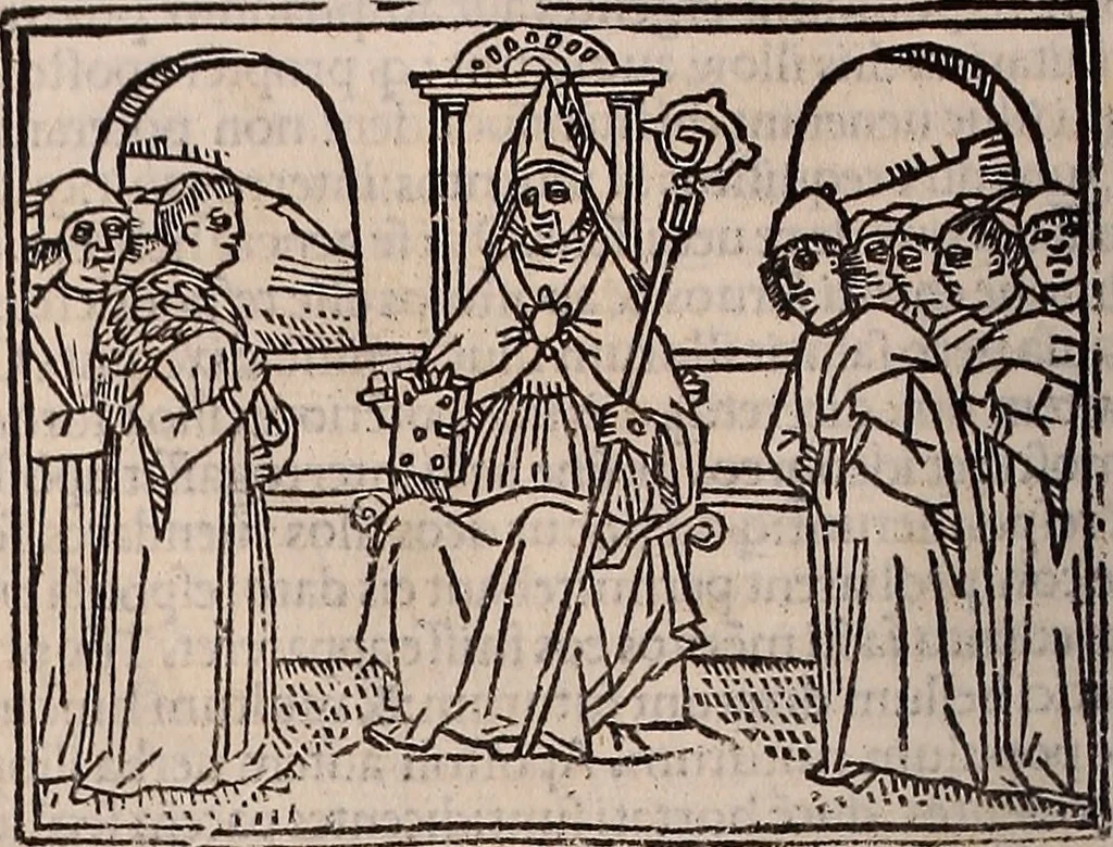An illustration from Catalogus sanctorum [et] gestorum eoru[m] ex diuersis voluminibus collectus: editus a reuere[n]dissimo in [Christo] patre domino Petro de natalibus de venetijs dei gratia e[pisco]po Equilino, 1506, leaf 447