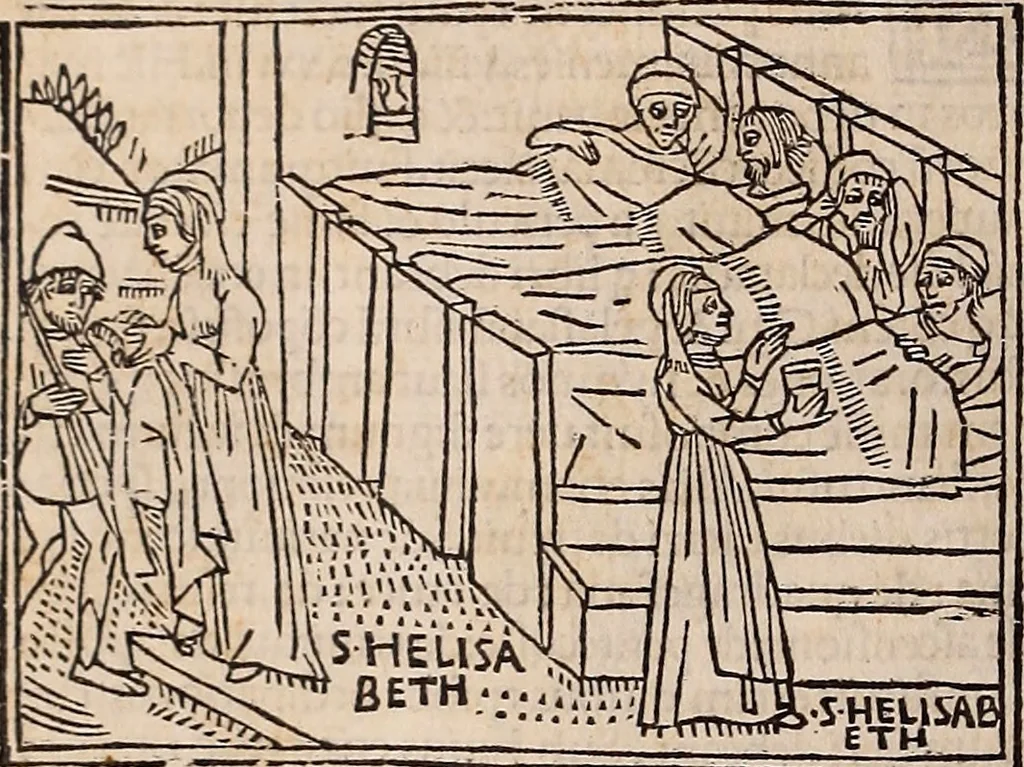 An illustration from Catalogus sanctorum [et] gestorum eoru[m] ex diuersis voluminibus collectus: editus a reuere[n]dissimo in [Christo] patre domino Petro de natalibus de venetijs dei gratia e[pisco]po Equilino, 1506, leaf 477