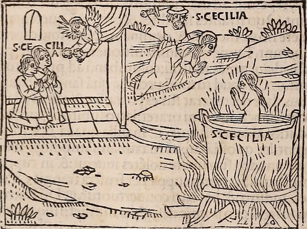 An illustration from Catalogus sanctorum [et] gestorum eoru[m] ex diuersis voluminibus collectus: editus a reuere[n]dissimo in [Christo] patre domino Petro de natalibus de venetijs dei gratia e[pisco]po Equilino, 1506, leaf 483