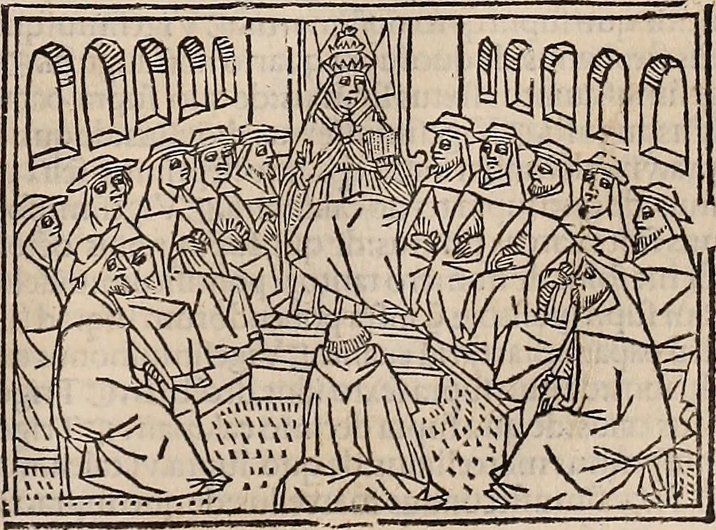 An illustration from Catalogus sanctorum [et] gestorum eoru[m] ex diuersis voluminibus collectus: editus a reuere[n]dissimo in [Christo] patre domino Petro de natalibus de venetijs dei gratia e[pisco]po Equilino, 1506, leaf 496
