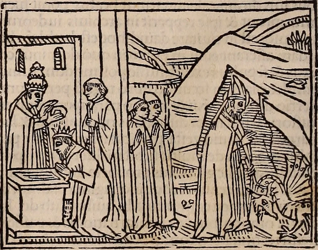 An illustration from Catalogus sanctorum [et] gestorum eoru[m] ex diuersis voluminibus collectus: editus a reuere[n]dissimo in [Christo] patre domino Petro de natalibus de venetijs dei gratia e[pisco]po Equilino, 1506, leaf 53