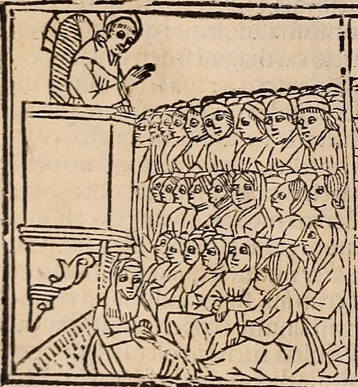 An illustration from Catalogus sanctorum [et] gestorum eoru[m] ex diuersis voluminibus collectus: editus a reuere[n]dissimo in [Christo] patre domino Petro de natalibus de venetijs dei gratia e[pisco]po Equilino, 1506, leaf 559