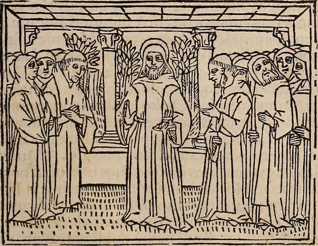 An illustration from Catalogus sanctorum [et] gestorum eoru[m] ex diuersis voluminibus collectus: editus a reuere[n]dissimo in [Christo] patre domino Petro de natalibus de venetijs dei gratia e[pisco]po Equilino, 1506, leaf 56