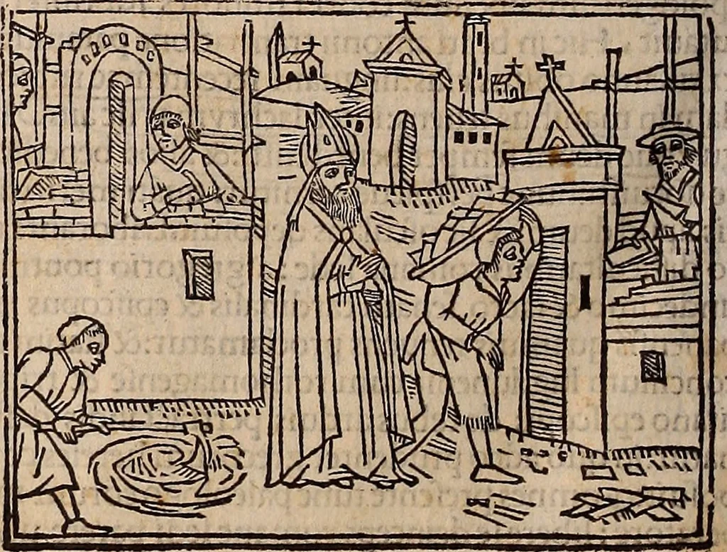 An illustration from Catalogus sanctorum [et] gestorum eoru[m] ex diuersis voluminibus collectus: editus a reuere[n]dissimo in [Christo] patre domino Petro de natalibus de venetijs dei gratia e[pisco]po Equilino, 1506, leaf 561
