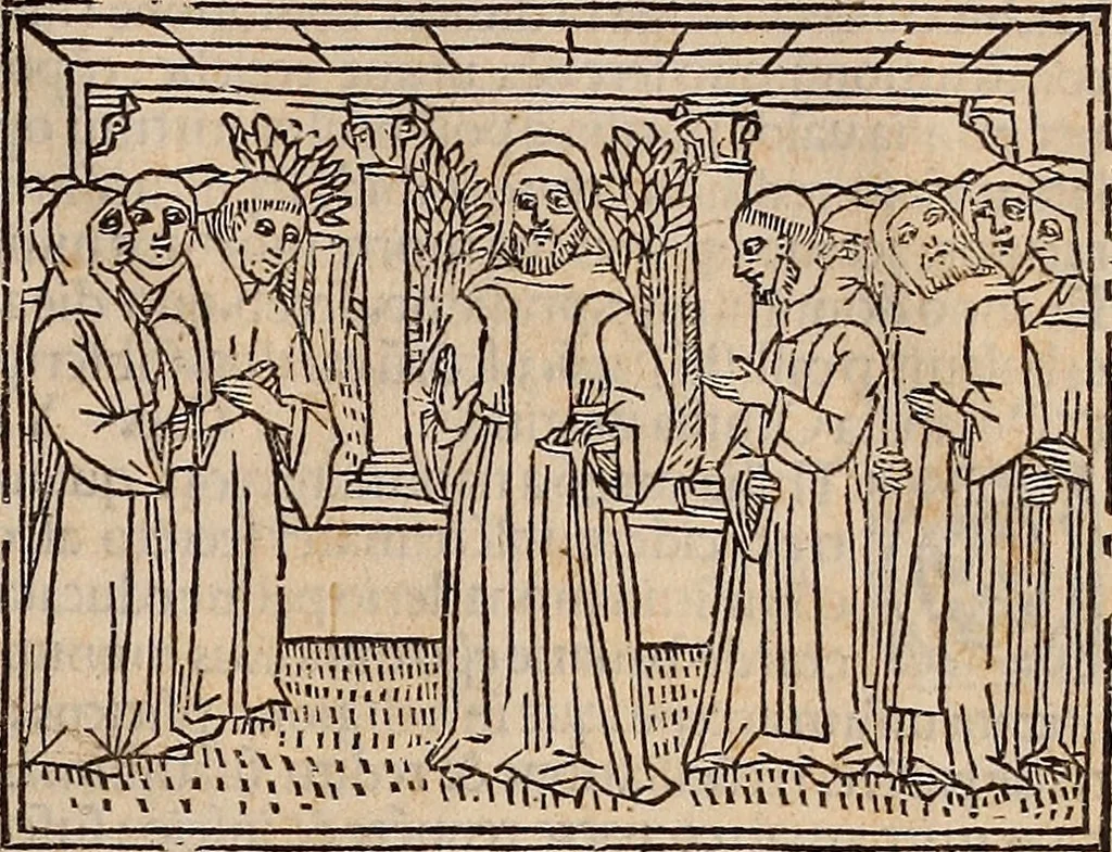 An illustration from Catalogus sanctorum [et] gestorum eoru[m] ex diuersis voluminibus collectus: editus a reuere[n]dissimo in [Christo] patre domino Petro de natalibus de venetijs dei gratia e[pisco]po Equilino, 1506, leaf 562