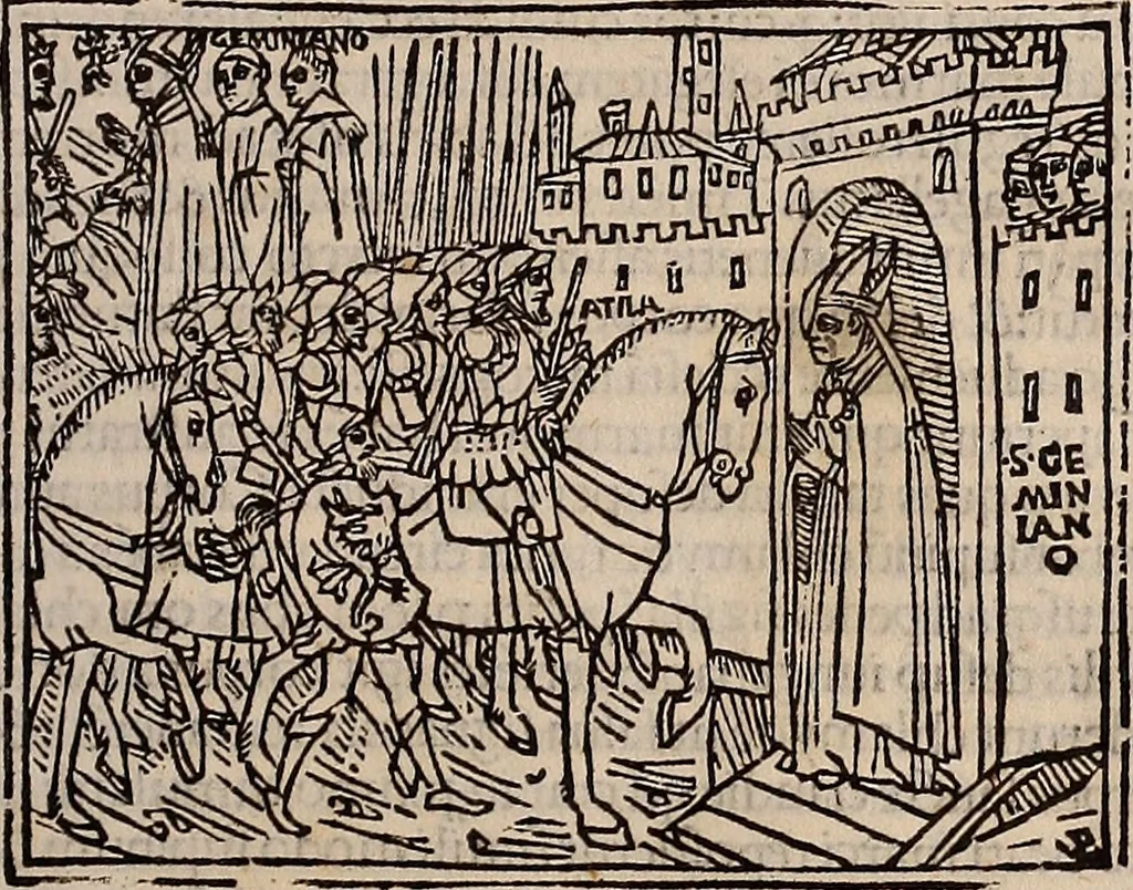 An illustration from Catalogus sanctorum [et] gestorum eoru[m] ex diuersis voluminibus collectus: editus a reuere[n]dissimo in [Christo] patre domino Petro de natalibus de venetijs dei gratia e[pisco]po Equilino, 1506, leaf 98