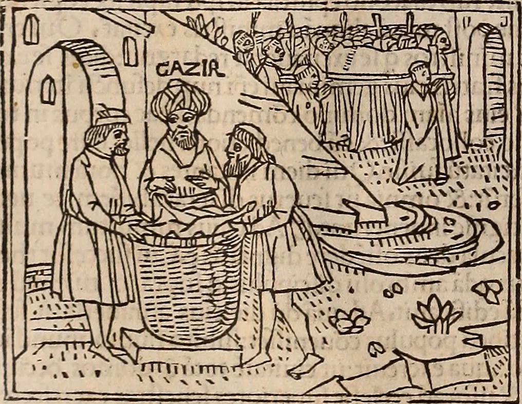 An illustration from Catalogus sanctorum [et] gestorum eoru[m] ex diuersis voluminibus collectus: editus a reuere[n]dissimo in [Christo] patre domino Petro de natalibus de venetijs dei gratia e[pisco]po Equilino, 1506, leaf 99