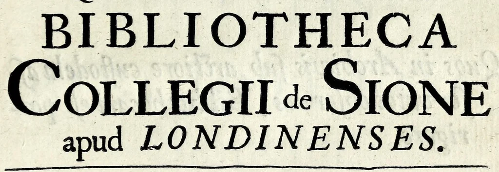 An illustration from Catalogus universalis librorum omnium in bibliotheca Collegii Sionii apud Londinenses : una cum elencho interpretum S.S. Scripturae, casuistarum, theologorum scholasticorum &c, 1650, leaf 173