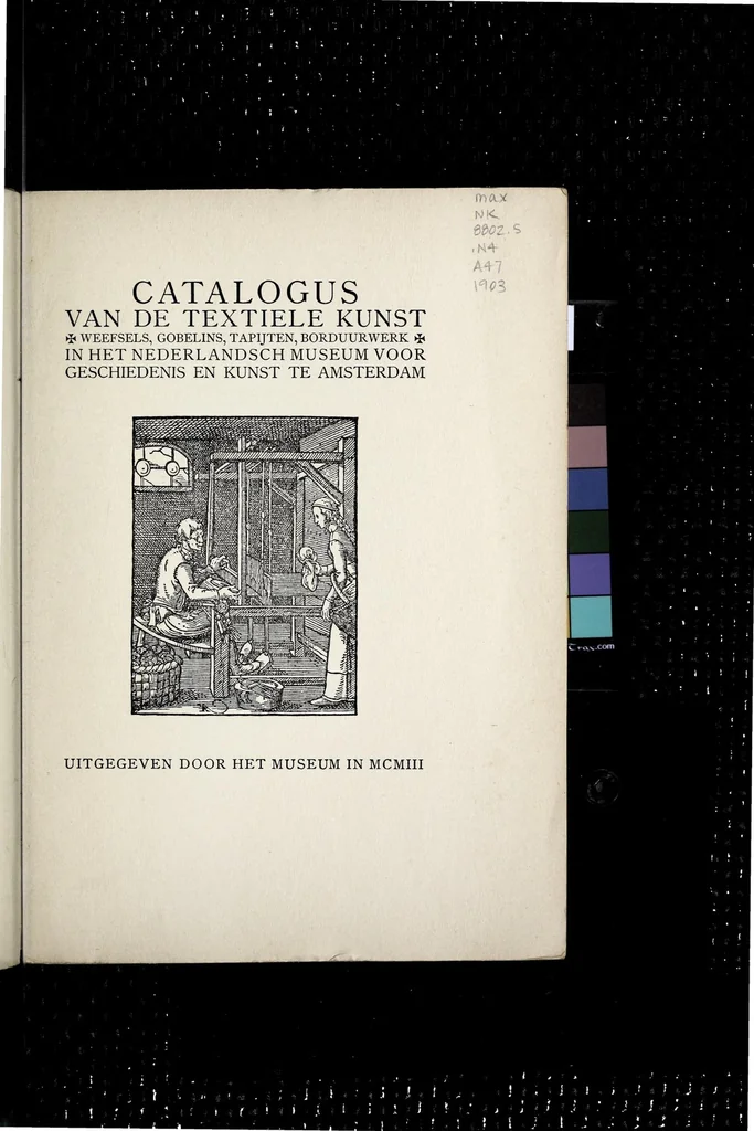 An illustration from Catalogus van de textiele kunst : weefsels, gobelins, tapijten, borduurwerk, in het Nederlandsch Museum voor Geschiedenis en Kunst te Amsterdam, 1903, leaf 7