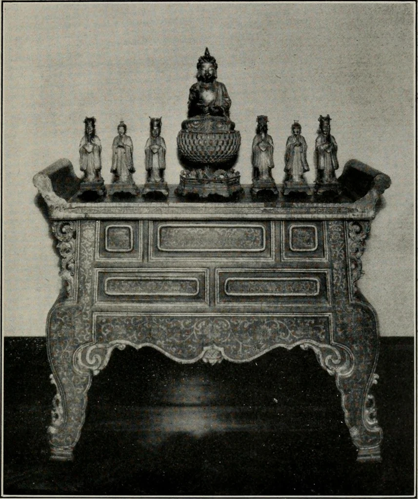 An illustration from Catalog: the valuable Oriental art collection of the late William D. McCann, sold by order of the trustees, including antique porcelains, and potteries of the Han, T'ang, Sung, Ming, and Tsing Dynasties. Bronzes, enamels, embroideries, carvings, lacquers, jade, marbles, stone, leather, ivories, brocades, paintings, screens ... on exhibition February 10th, 11th and 12th .., 1920, leaf 10