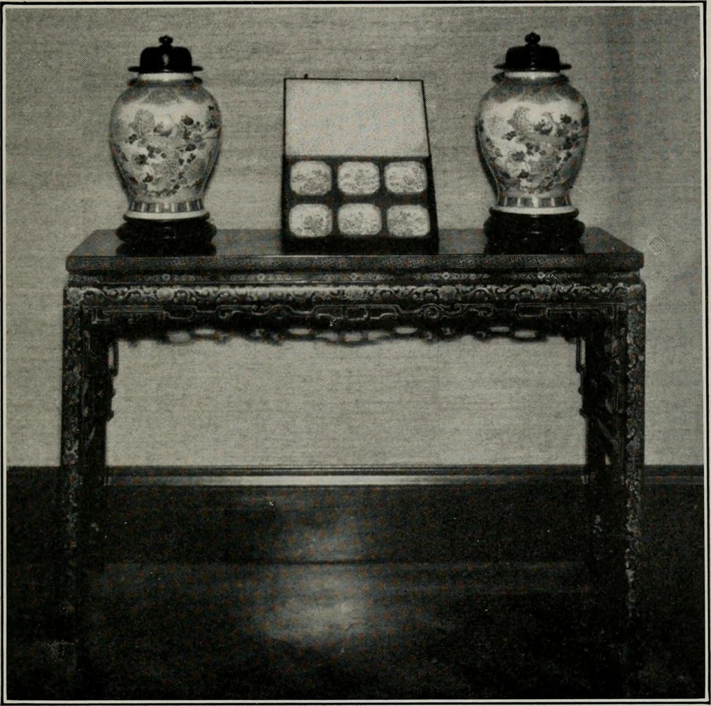 An illustration from Catalog: the valuable Oriental art collection of the late William D. McCann, sold by order of the trustees, including antique porcelains, and potteries of the Han, T'ang, Sung, Ming, and Tsing Dynasties. Bronzes, enamels, embroideries, carvings, lacquers, jade, marbles, stone, leather, ivories, brocades, paintings, screens ... on exhibition February 10th, 11th and 12th .., 1920, leaf 30