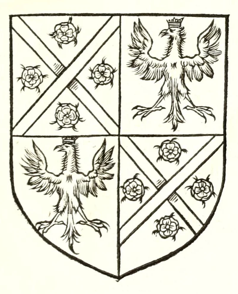 An illustration from Catalogve des tresillvstres dvcz et connestables de France : depuis le roy Clotaire premier du nom, iusques à trespuissant, tresmagnanime & tresuictorieux roy de France, Henry deuxieme, 1555, leaf 13