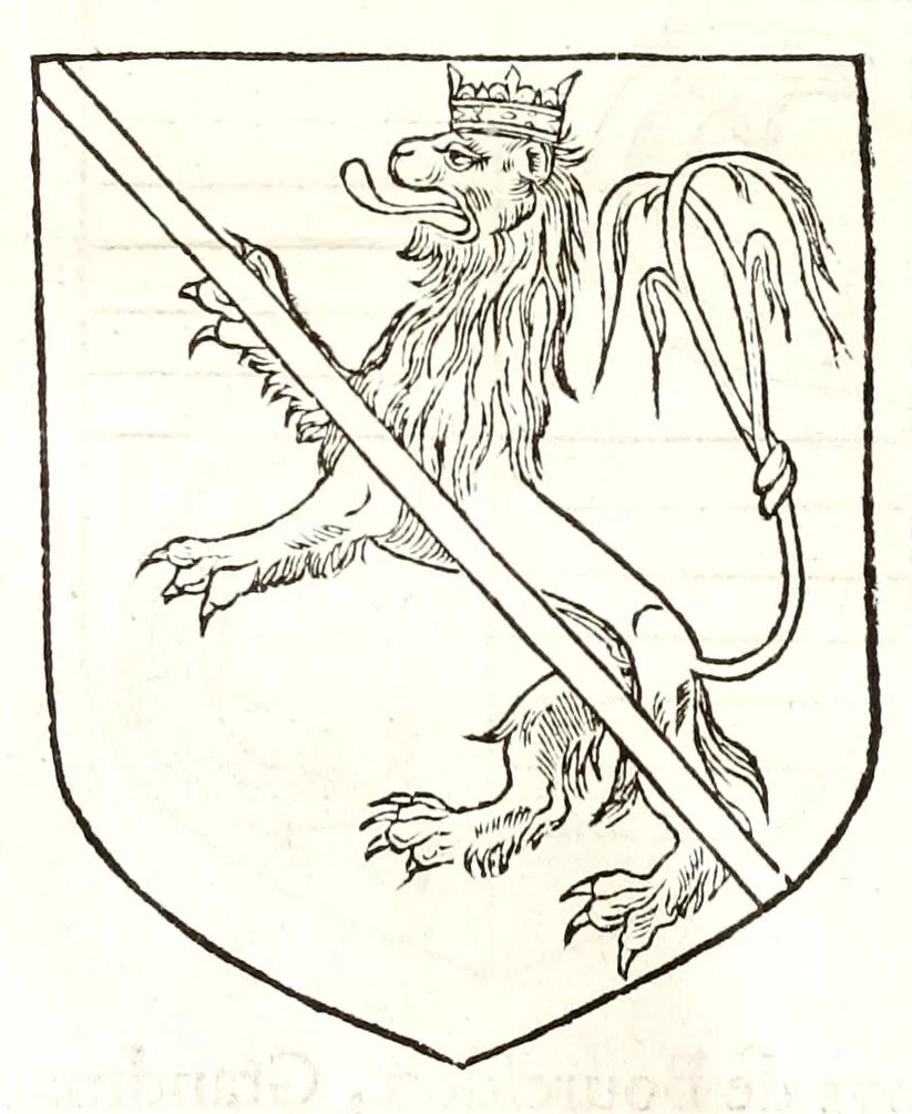 An illustration from Catalogve des tresillvstres dvcz et connestables de France : depuis le roy Clotaire premier du nom, iusques à trespuissant, tresmagnanime & tresuictorieux roy de France, Henry deuxieme, 1555, leaf 156