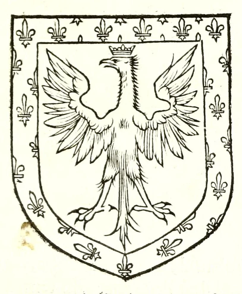 An illustration from Catalogve des tresillvstres dvcz et connestables de France : depuis le roy Clotaire premier du nom, iusques à trespuissant, tresmagnanime & tresuictorieux roy de France, Henry deuxieme, 1555, leaf 191