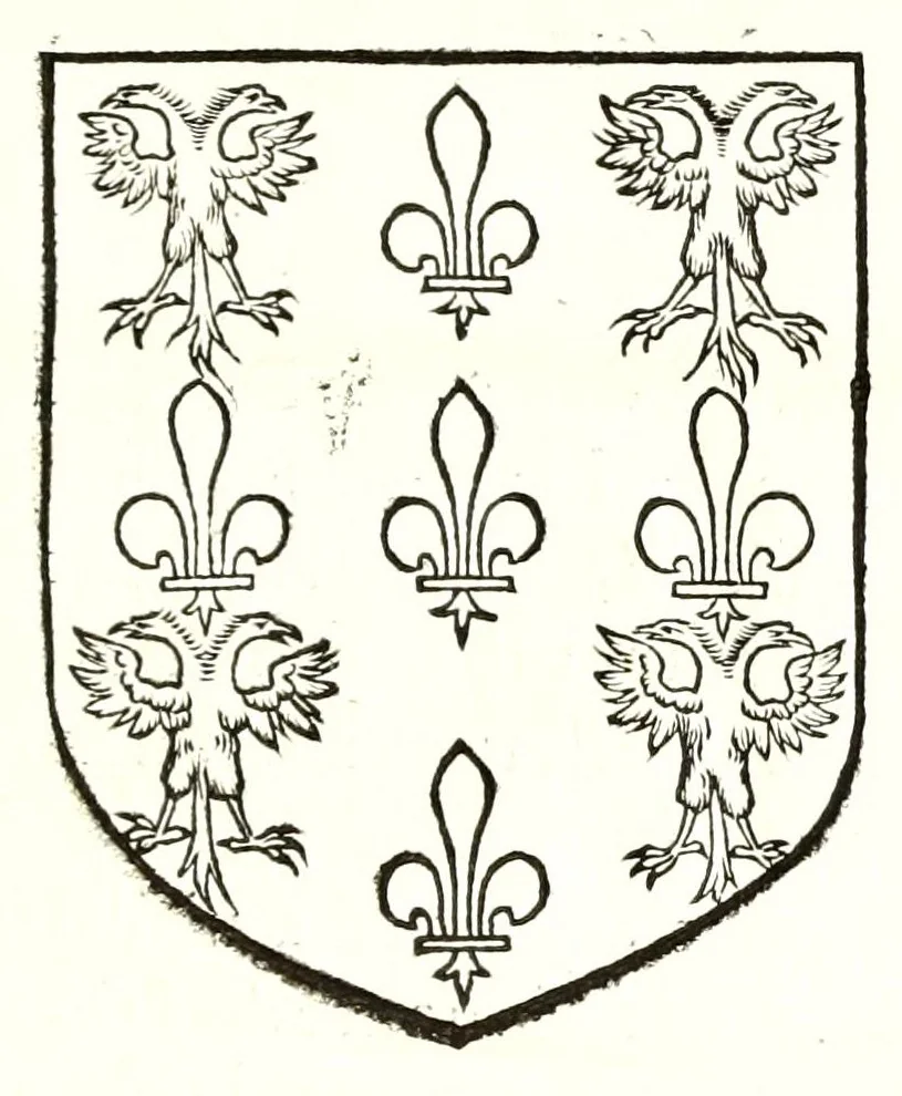 An illustration from Catalogve des tresillvstres dvcz et connestables de France : depuis le roy Clotaire premier du nom, iusques à trespuissant, tresmagnanime & tresuictorieux roy de France, Henry deuxieme, 1555, leaf 33