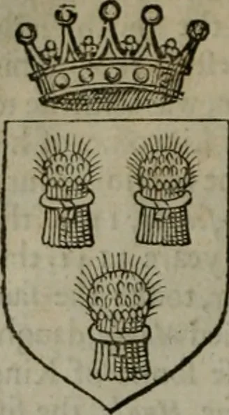 An illustration from A catalogve and succession of the kings, princes, dukes, marquesses, earles, and viscounts of this realme of England, since the Norman conquest, to this present yeere 1622. Together with their armes, wiues, and children; the times of their deaths and burials, with many of their memorable actions, 1622, leaf 105