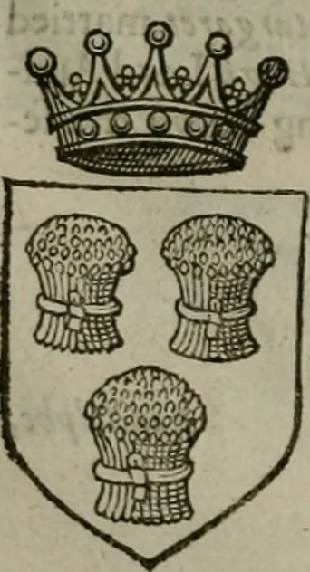 An illustration from A catalogve and succession of the kings, princes, dukes, marquesses, earles, and viscounts of this realme of England, since the Norman conquest, to this present yeere 1622. Together with their armes, wiues, and children; the times of their deaths and burials, with many of their memorable actions, 1622, leaf 105