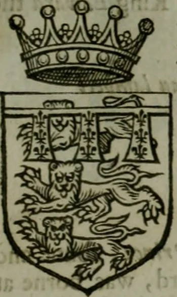An illustration from A catalogve and succession of the kings, princes, dukes, marquesses, earles, and viscounts of this realme of England, since the Norman conquest, to this present yeere 1622. Together with their armes, wiues, and children; the times of their deaths and burials, with many of their memorable actions, 1622, leaf 106