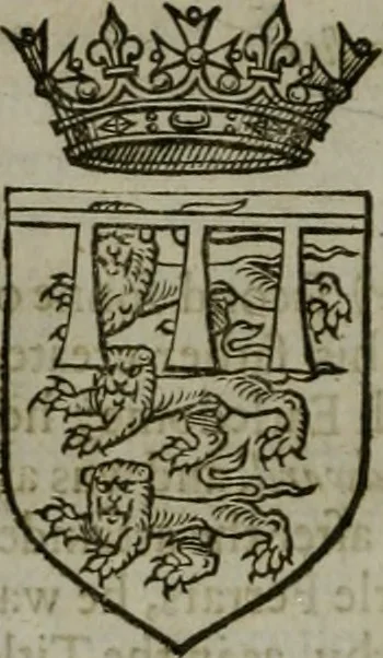 An illustration from A catalogve and succession of the kings, princes, dukes, marquesses, earles, and viscounts of this realme of England, since the Norman conquest, to this present yeere 1622. Together with their armes, wiues, and children; the times of their deaths and burials, with many of their memorable actions, 1622, leaf 107