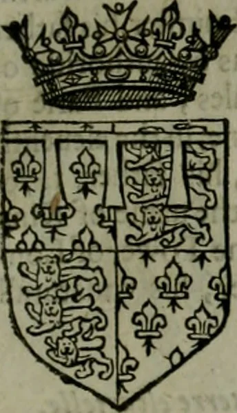An illustration from A catalogve and succession of the kings, princes, dukes, marquesses, earles, and viscounts of this realme of England, since the Norman conquest, to this present yeere 1622. Together with their armes, wiues, and children; the times of their deaths and burials, with many of their memorable actions, 1622, leaf 108