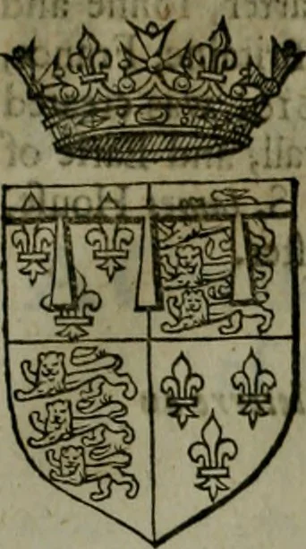 An illustration from A catalogve and succession of the kings, princes, dukes, marquesses, earles, and viscounts of this realme of England, since the Norman conquest, to this present yeere 1622. Together with their armes, wiues, and children; the times of their deaths and burials, with many of their memorable actions, 1622, leaf 110
