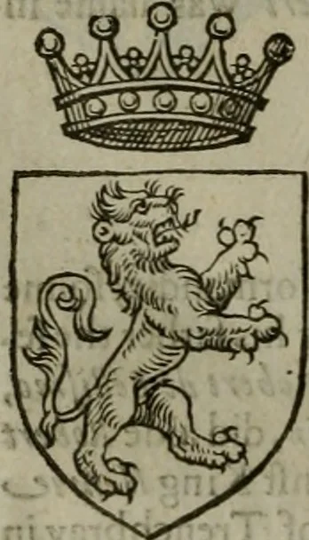 An illustration from A catalogve and succession of the kings, princes, dukes, marquesses, earles, and viscounts of this realme of England, since the Norman conquest, to this present yeere 1622. Together with their armes, wiues, and children; the times of their deaths and burials, with many of their memorable actions, 1622, leaf 113