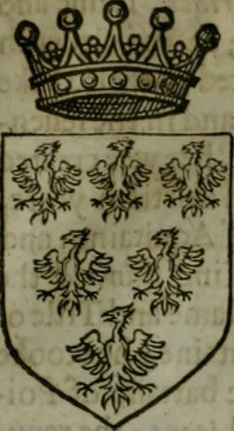 An illustration from A catalogve and succession of the kings, princes, dukes, marquesses, earles, and viscounts of this realme of England, since the Norman conquest, to this present yeere 1622. Together with their armes, wiues, and children; the times of their deaths and burials, with many of their memorable actions, 1622, leaf 116
