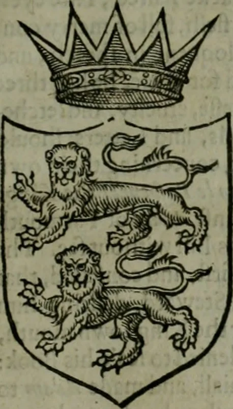 An illustration from A catalogve and succession of the kings, princes, dukes, marquesses, earles, and viscounts of this realme of England, since the Norman conquest, to this present yeere 1622. Together with their armes, wiues, and children; the times of their deaths and burials, with many of their memorable actions, 1622, leaf 12