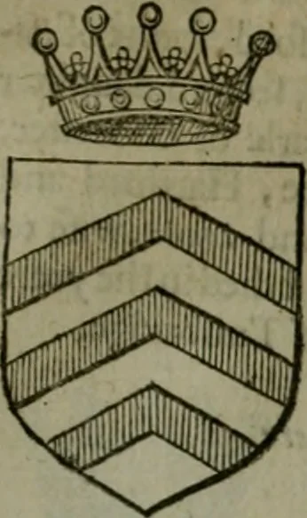 An illustration from A catalogve and succession of the kings, princes, dukes, marquesses, earles, and viscounts of this realme of England, since the Norman conquest, to this present yeere 1622. Together with their armes, wiues, and children; the times of their deaths and burials, with many of their memorable actions, 1622, leaf 124