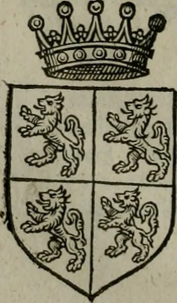 An illustration from A catalogve and succession of the kings, princes, dukes, marquesses, earles, and viscounts of this realme of England, since the Norman conquest, to this present yeere 1622. Together with their armes, wiues, and children; the times of their deaths and burials, with many of their memorable actions, 1622, leaf 131