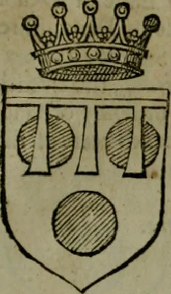An illustration from A catalogve and succession of the kings, princes, dukes, marquesses, earles, and viscounts of this realme of England, since the Norman conquest, to this present yeere 1622. Together with their armes, wiues, and children; the times of their deaths and burials, with many of their memorable actions, 1622, leaf 136