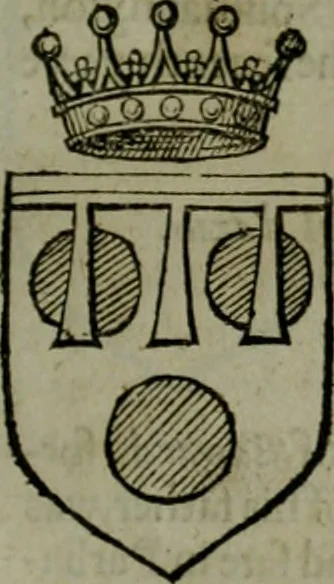 An illustration from A catalogve and succession of the kings, princes, dukes, marquesses, earles, and viscounts of this realme of England, since the Norman conquest, to this present yeere 1622. Together with their armes, wiues, and children; the times of their deaths and burials, with many of their memorable actions, 1622, leaf 136