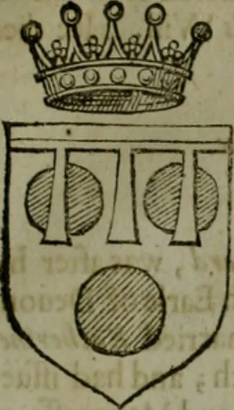 An illustration from A catalogve and succession of the kings, princes, dukes, marquesses, earles, and viscounts of this realme of England, since the Norman conquest, to this present yeere 1622. Together with their armes, wiues, and children; the times of their deaths and burials, with many of their memorable actions, 1622, leaf 138