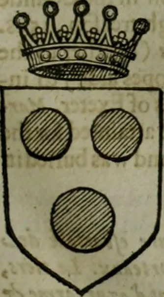 An illustration from A catalogve and succession of the kings, princes, dukes, marquesses, earles, and viscounts of this realme of England, since the Norman conquest, to this present yeere 1622. Together with their armes, wiues, and children; the times of their deaths and burials, with many of their memorable actions, 1622, leaf 138