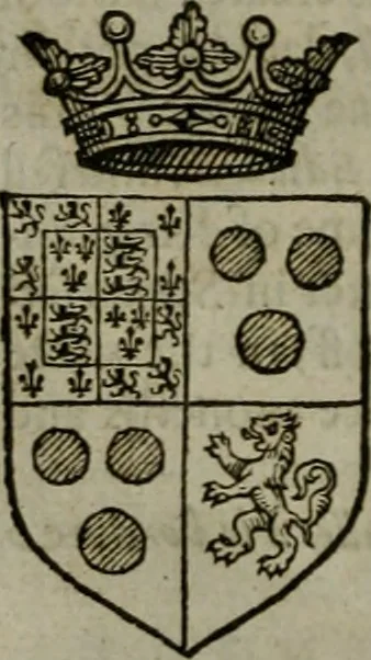 An illustration from A catalogve and succession of the kings, princes, dukes, marquesses, earles, and viscounts of this realme of England, since the Norman conquest, to this present yeere 1622. Together with their armes, wiues, and children; the times of their deaths and burials, with many of their memorable actions, 1622, leaf 139